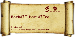 Borkó Marióra névjegykártya